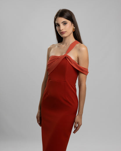 Vestido Aurora Largo Teja