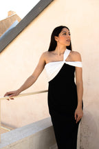 Vestido Aurora Largo negro y blanco